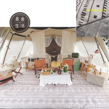 將圖片載入圖庫檢視器 【美舍戶外】【露營用品】shiny 露營美學 升級款二代 摩洛哥露營地墊 灰白 加厚 送收納袋